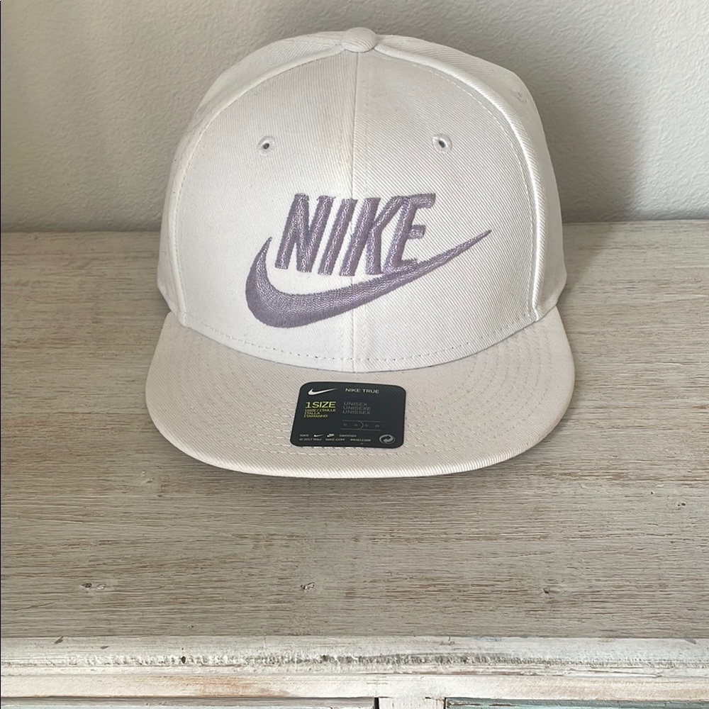 Nike White and Lavender Logo Cap